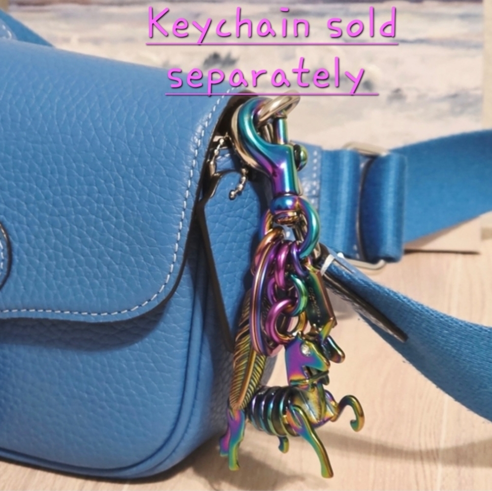 Coach Amelia 6.5" Small Saddle Bag Bright Blue CP001 Leather Limited Edition 💙 - Picture 3 of 16